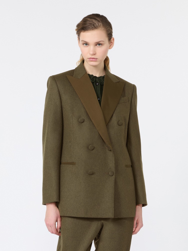 Mélange wool double-breasted blazer - MOSS GREEN - Max Mara - 2