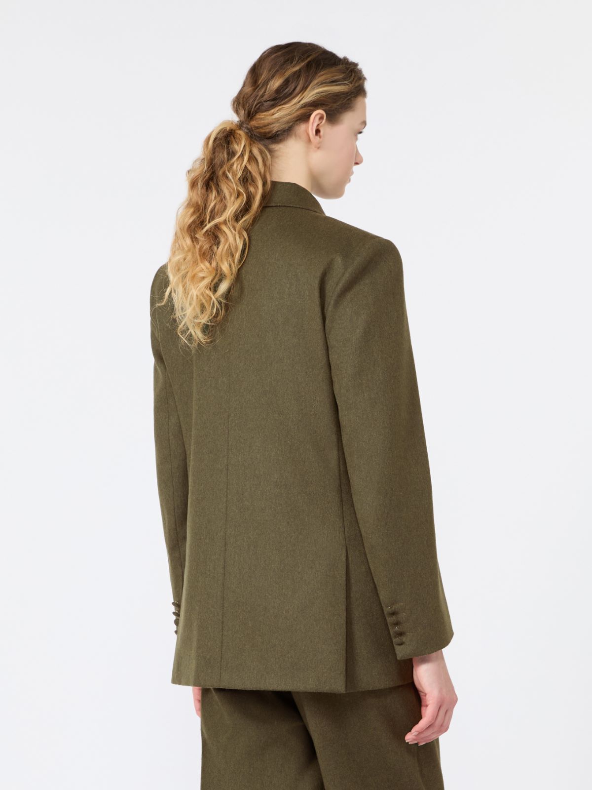 Mélange wool double-breasted blazer - MOSS GREEN - Max Mara - 3