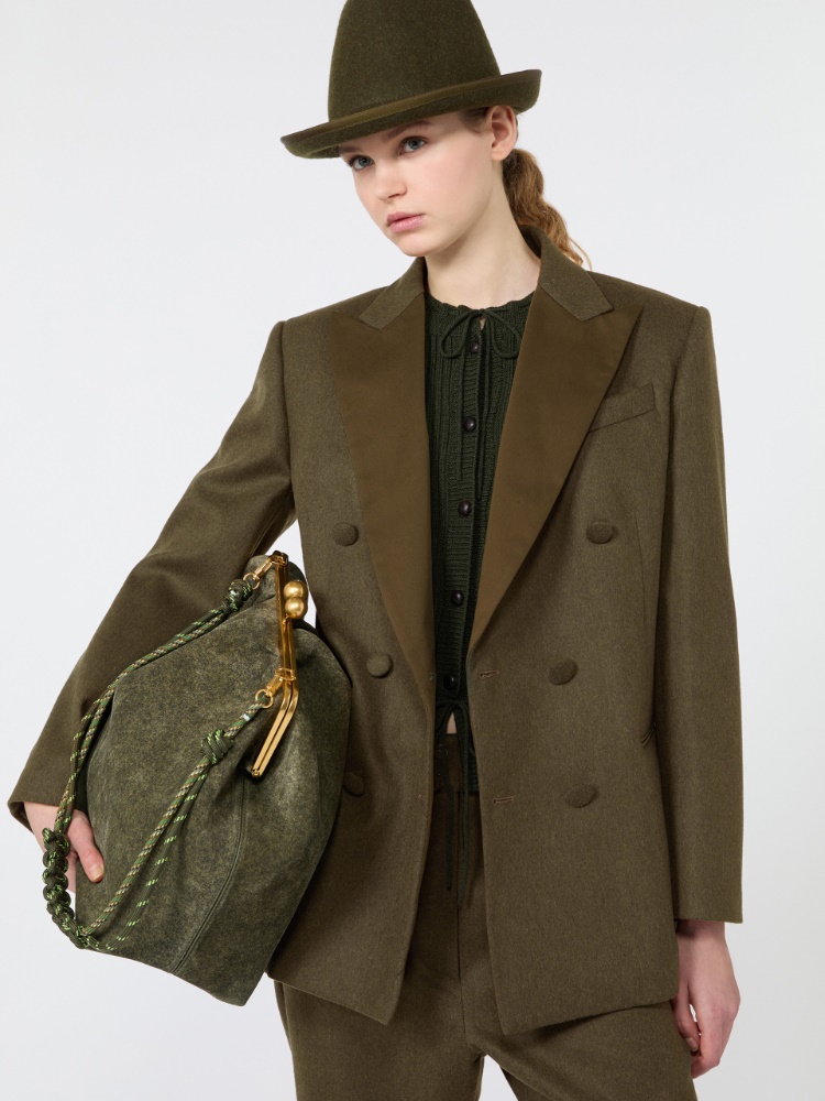 Mélange wool double-breasted blazer - MOSS GREEN - Max Mara - 4