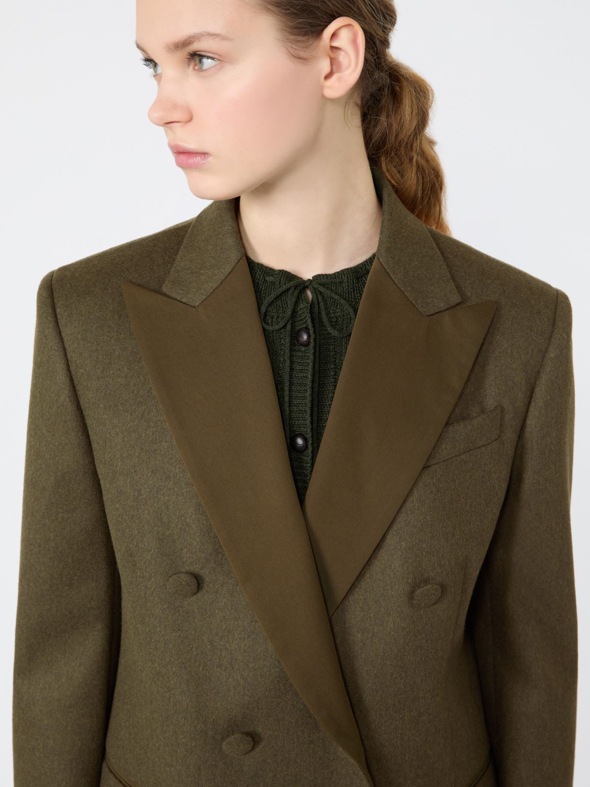 Mélange wool double-breasted blazer - MOSS GREEN - Max Mara - 5