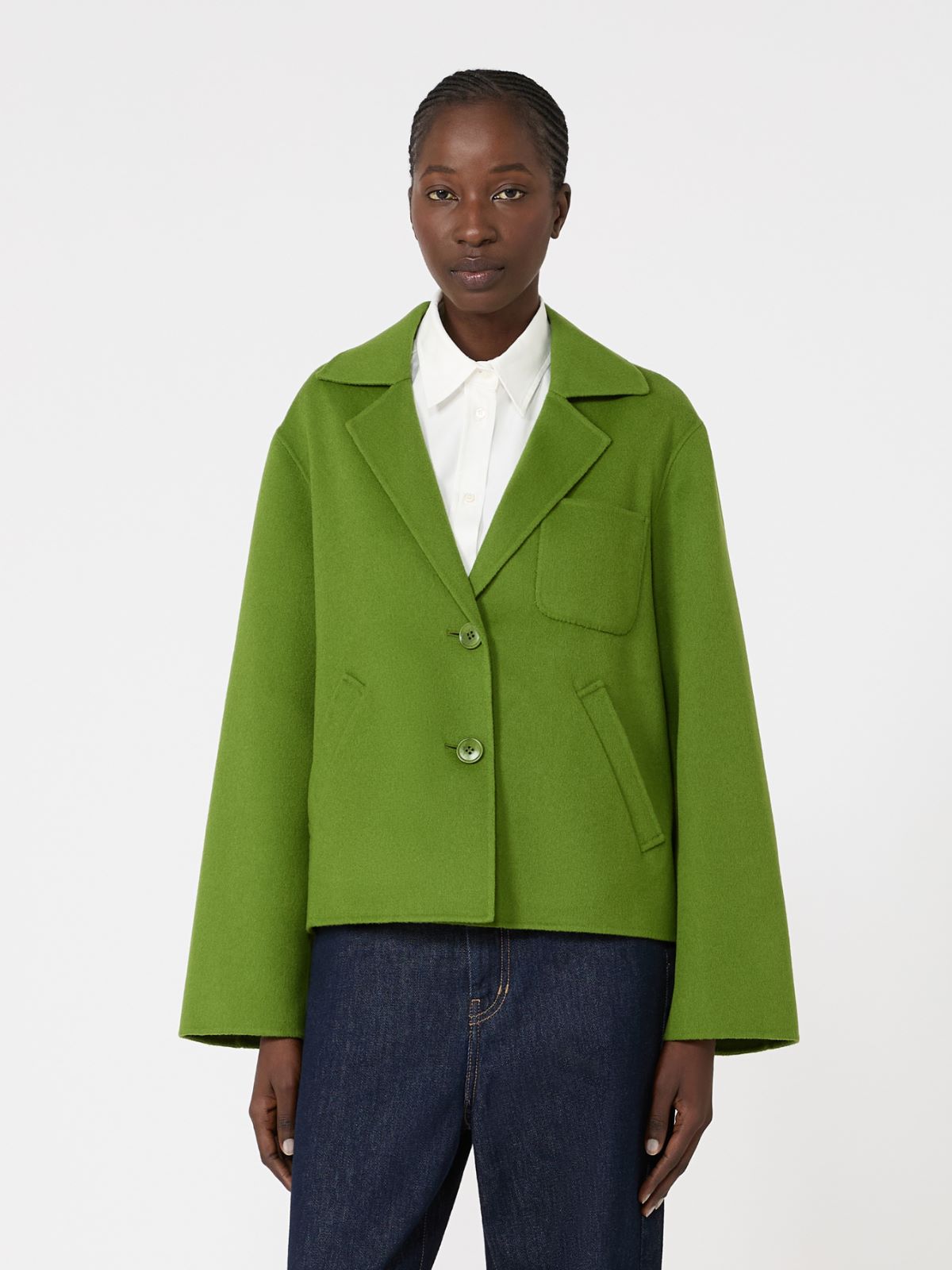 Double wool cropped jacket - GREEN - Max Mara - 2