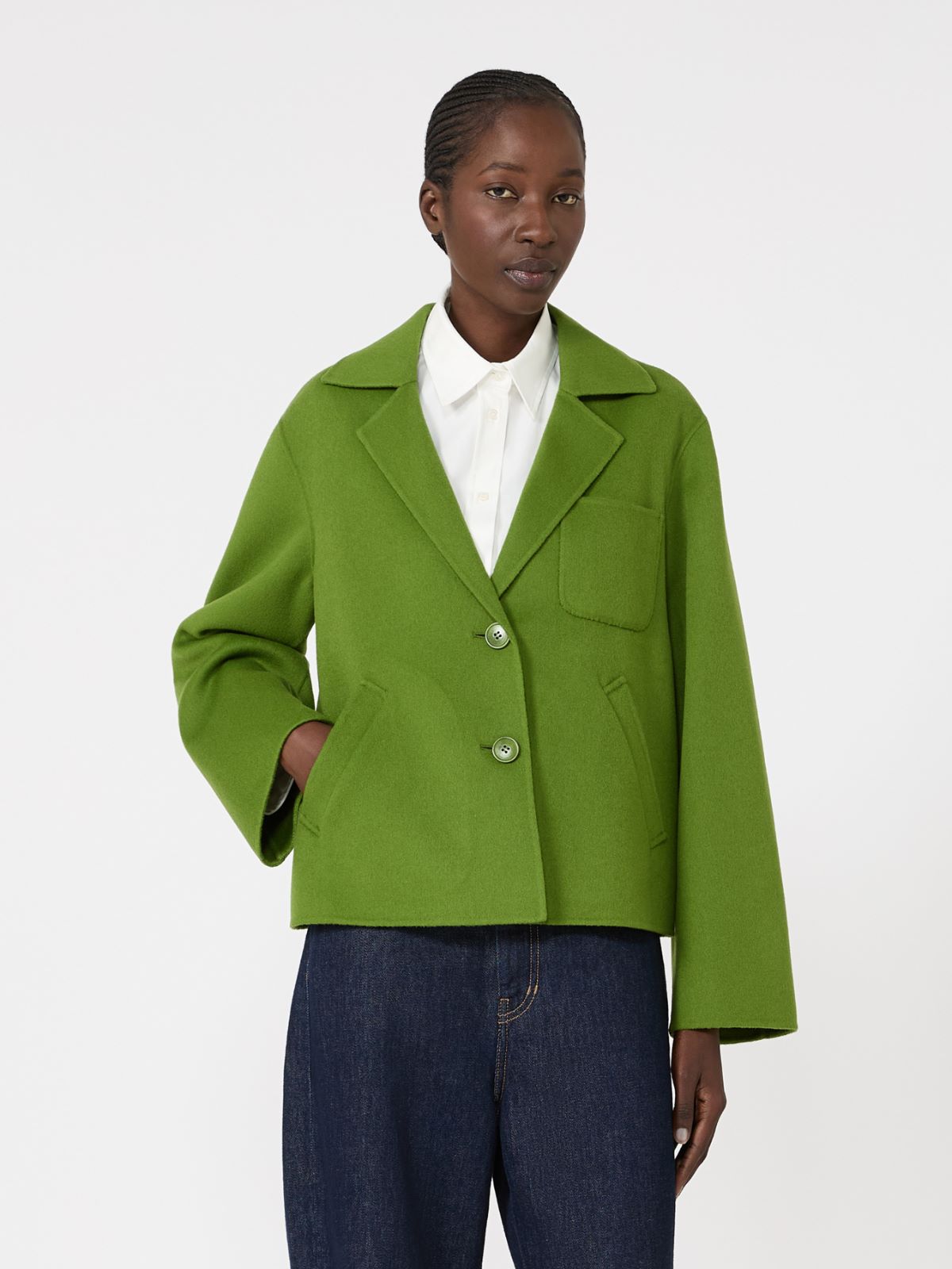 Double wool cropped jacket - GREEN - Max Mara - 4