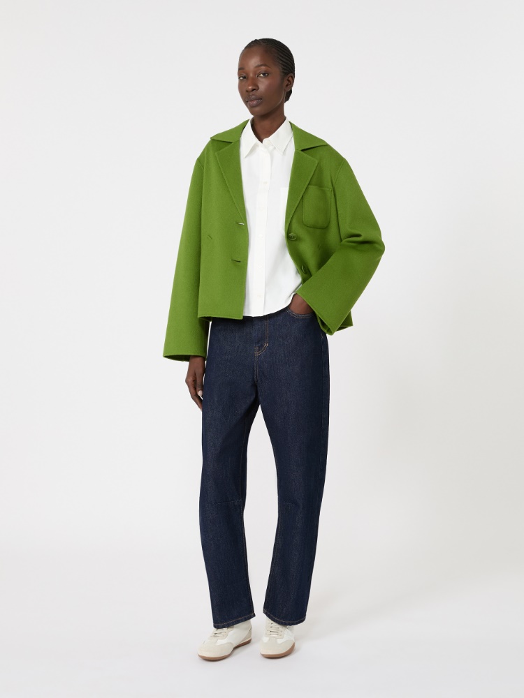 Double wool cropped jacket - GREEN