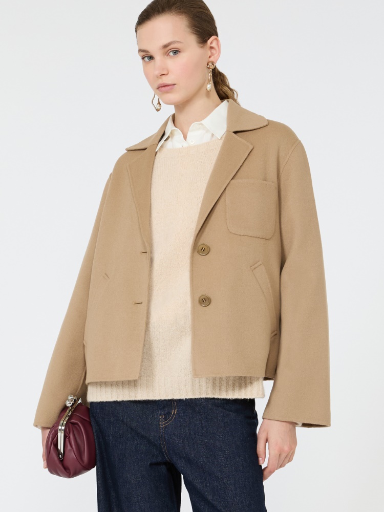 Krótka kurtka z dwuwarstwowej wełny - WIELBŁĄDZI - Max Mara - 4