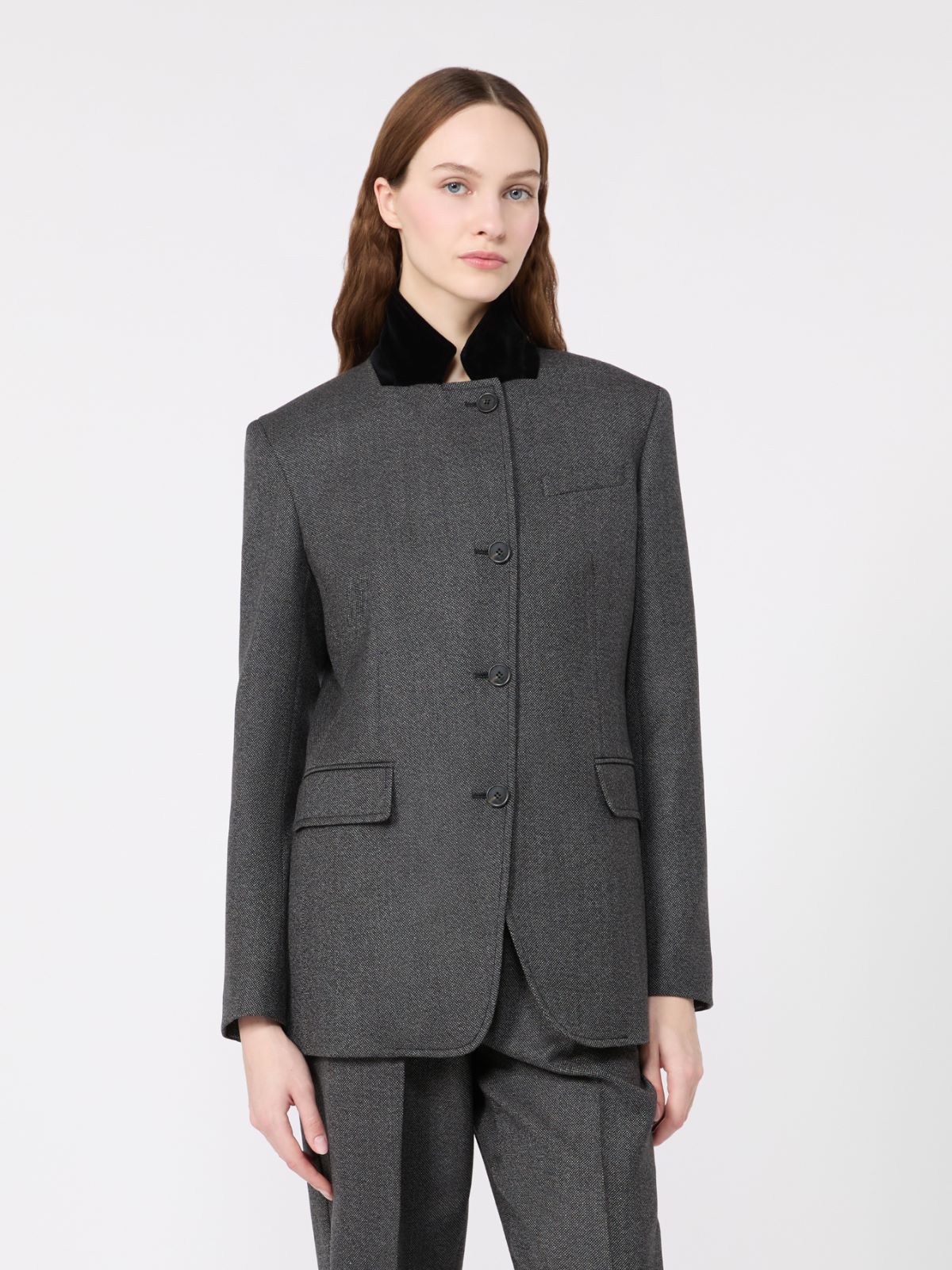 Single-breasted wool tweed jacket - MEDIUM GREY - Max Mara - 2