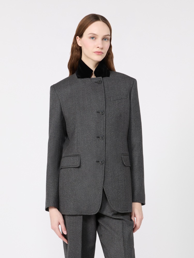 Single-breasted wool tweed jacket - MEDIUM GREY - Max Mara - 2