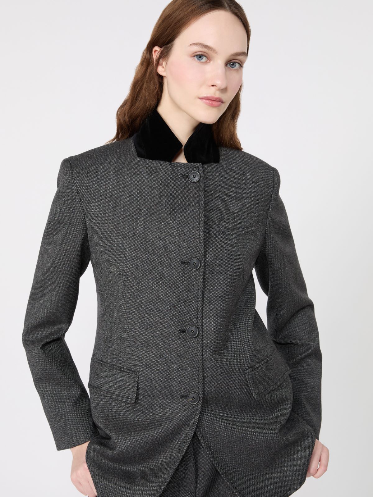 Single-breasted wool tweed jacket - MEDIUM GREY - Max Mara - 4