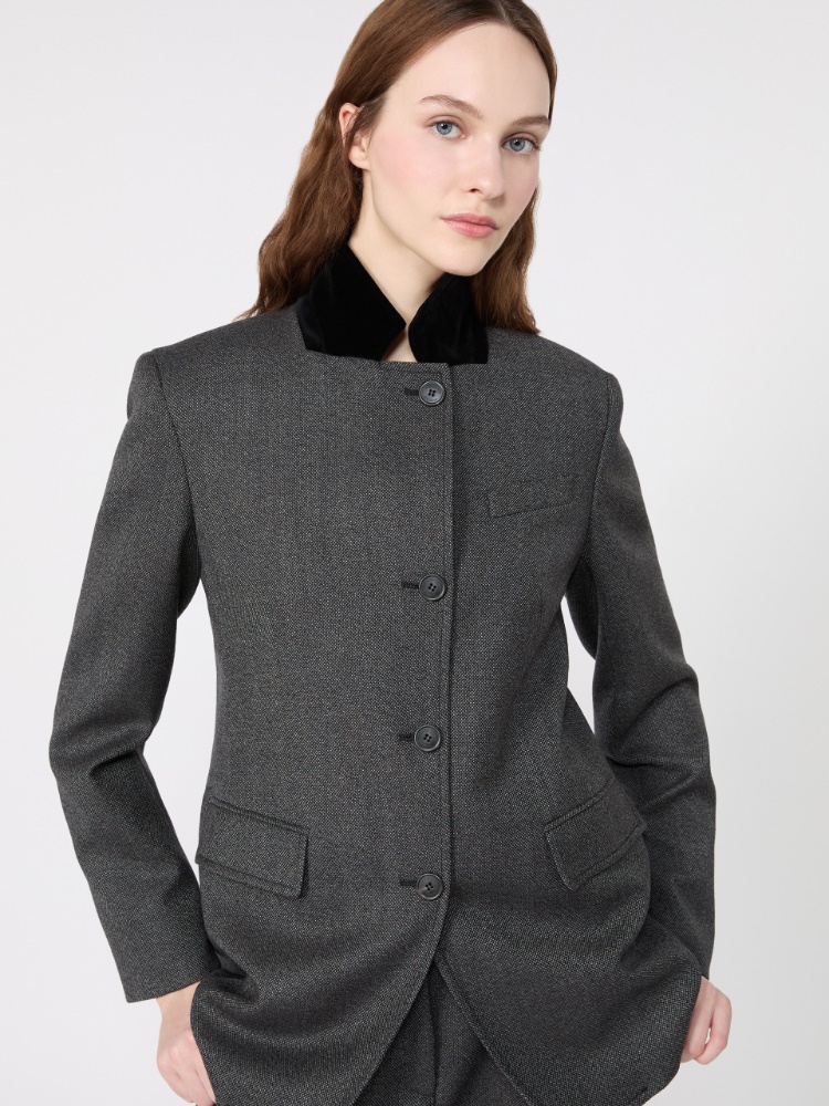 Single-breasted wool tweed jacket - MEDIUM GREY - Max Mara - 4