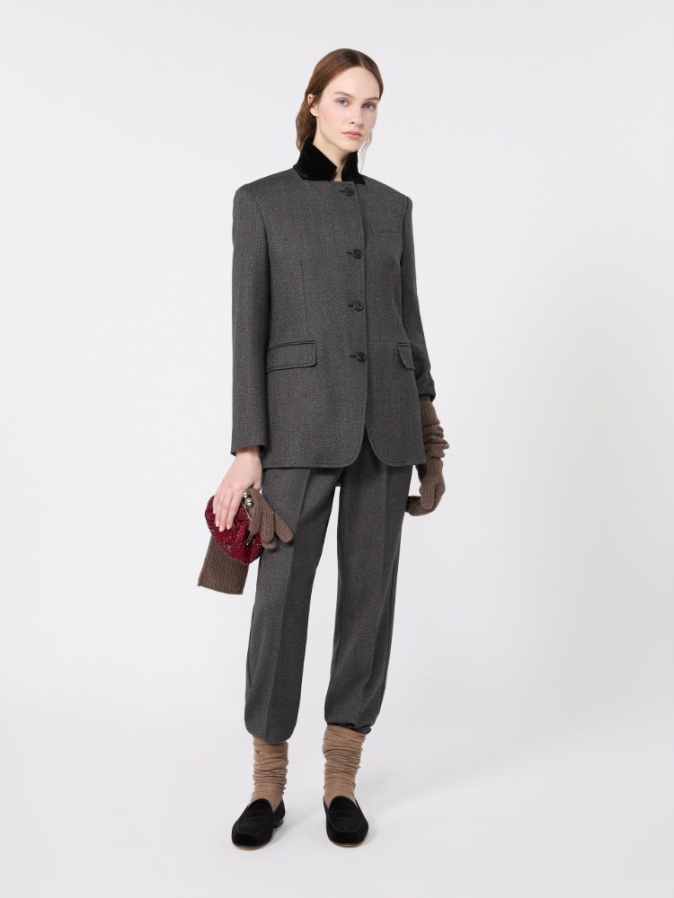 Single-breasted wool tweed jacket - MEDIUM GREY - Max Mara