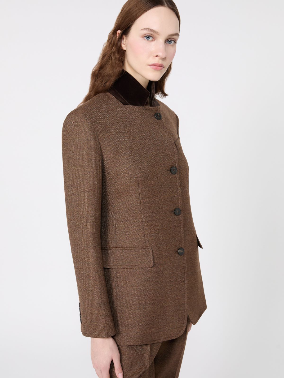 Single-breasted wool tweed jacket - BROWN - Max Mara - 4