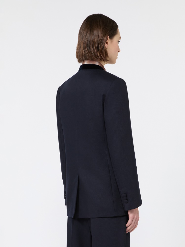 Wool cavalry twill single-breasted blazer - ULTRAMARINE - Max Mara - 3