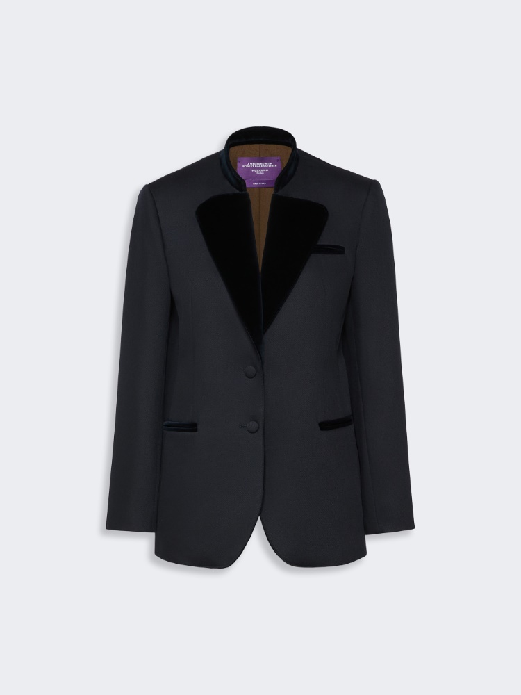 Wool cavalry twill single-breasted blazer - ULTRAMARINE