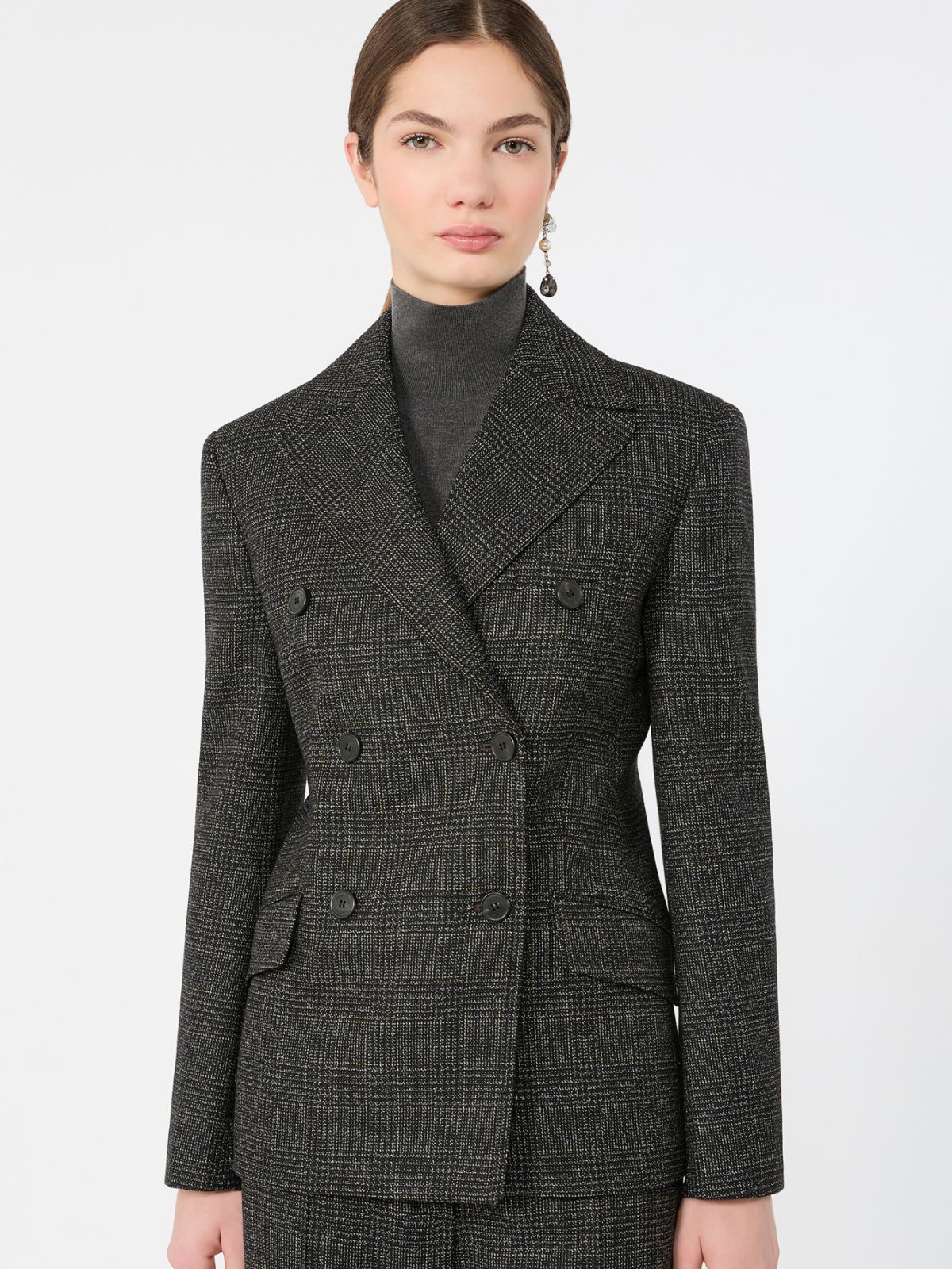 Prince of Wales check wool blazer - DARK GREY - Max Mara - 4
