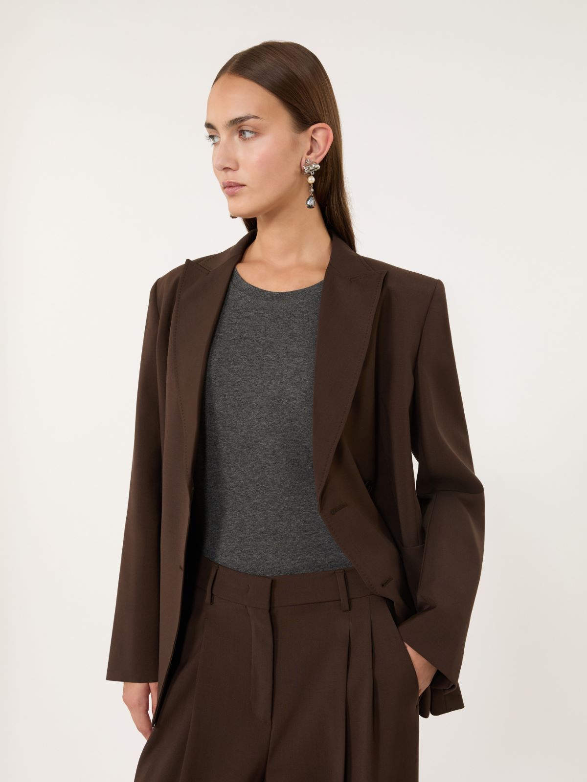 Woollen cloth blazer - DARK BROWN - Max Mara - 4
