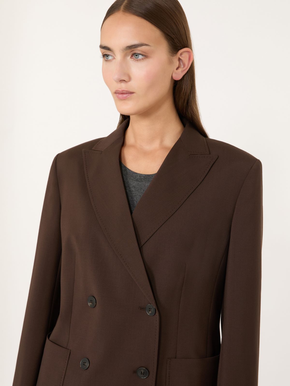 Woollen cloth blazer - DARK BROWN - Max Mara - 5