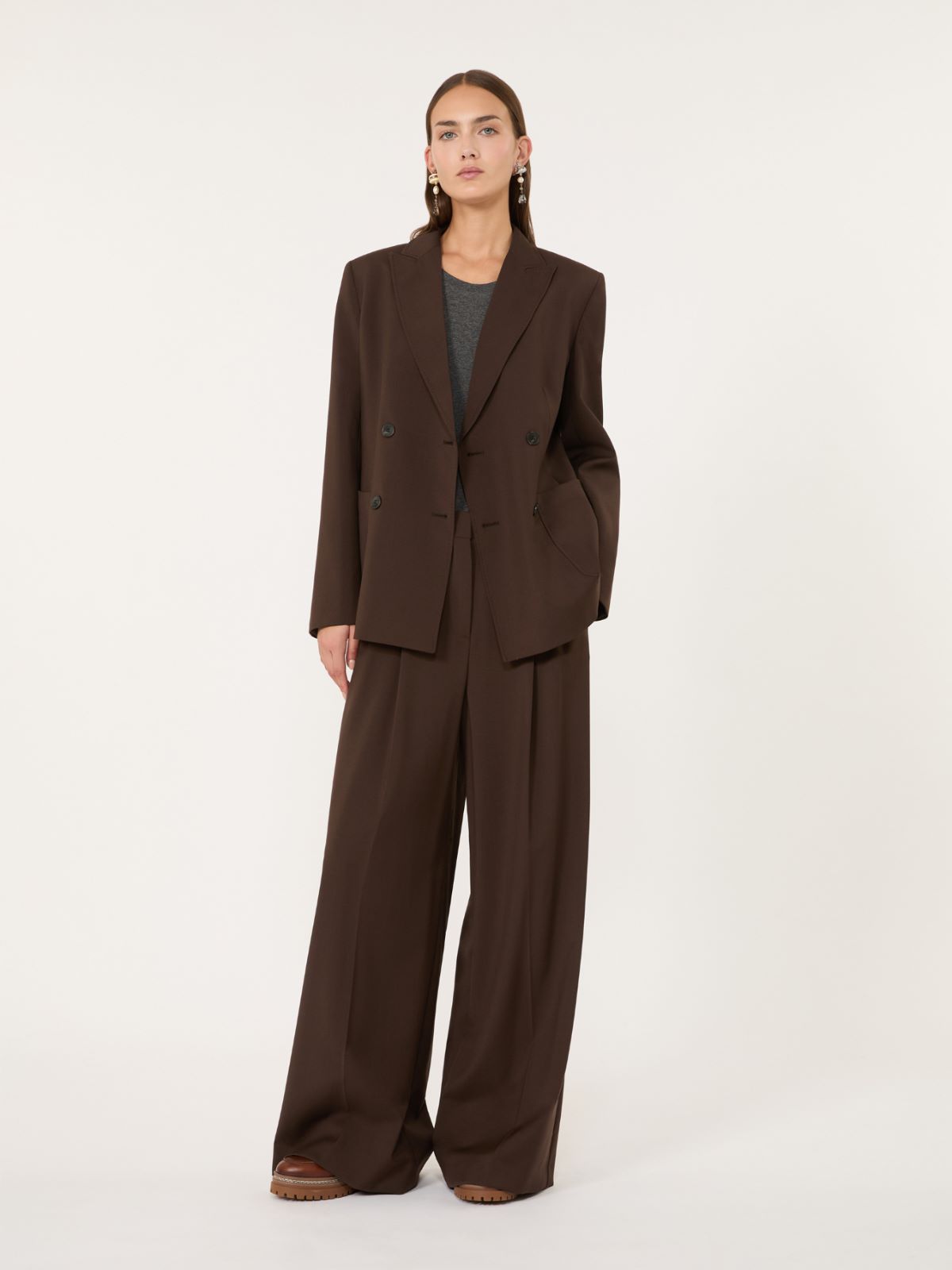 Woollen cloth blazer + DARK BROWN - Max Mara
