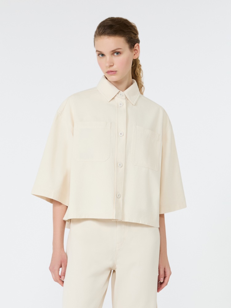 Cropped-Jacke aus gewaschener Baumwolle - ECRU - 2