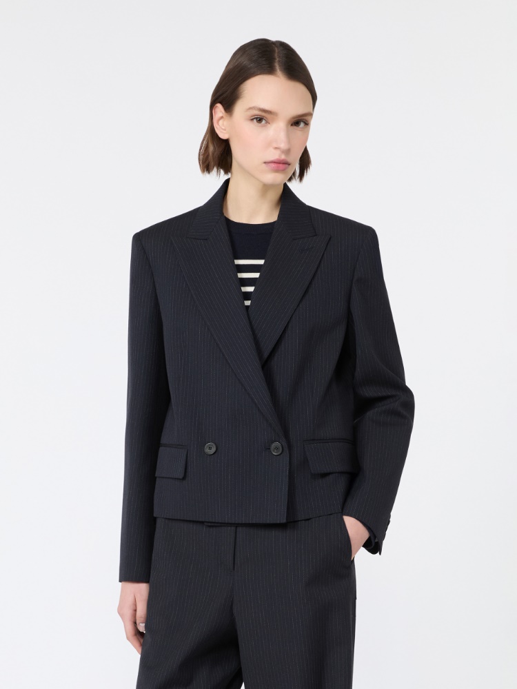 Blazer en gabardine de laine et coton - BLEU - Max Mara - 2