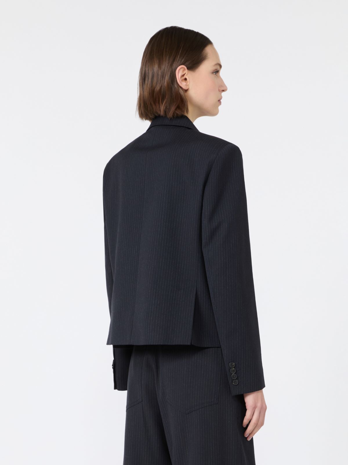 Blazer en gabardine de laine et coton - BLEU - Max Mara - 3