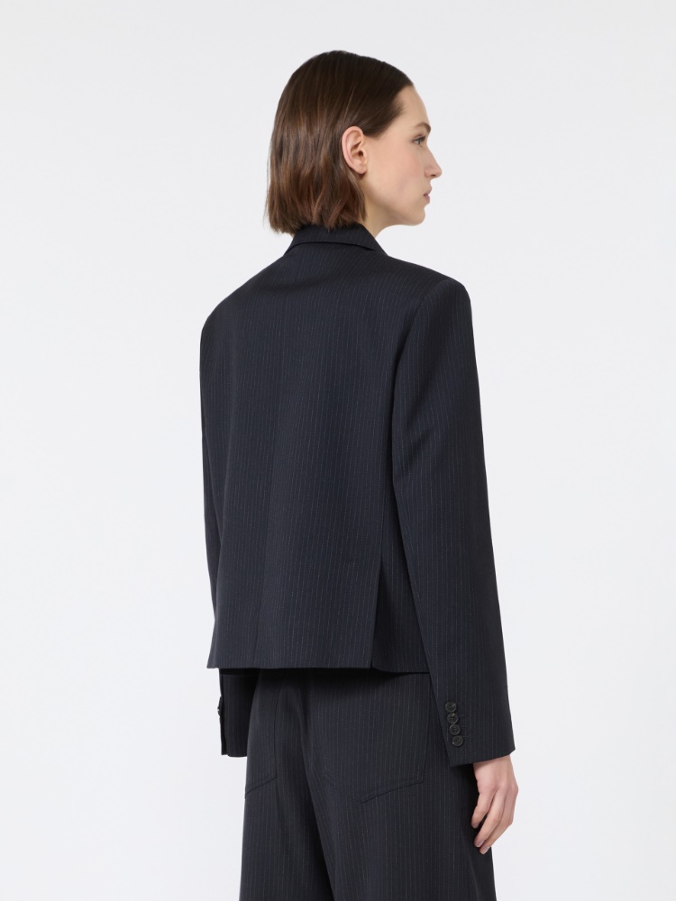 Blazer en gabardine de laine et coton - BLEU - Max Mara - 3