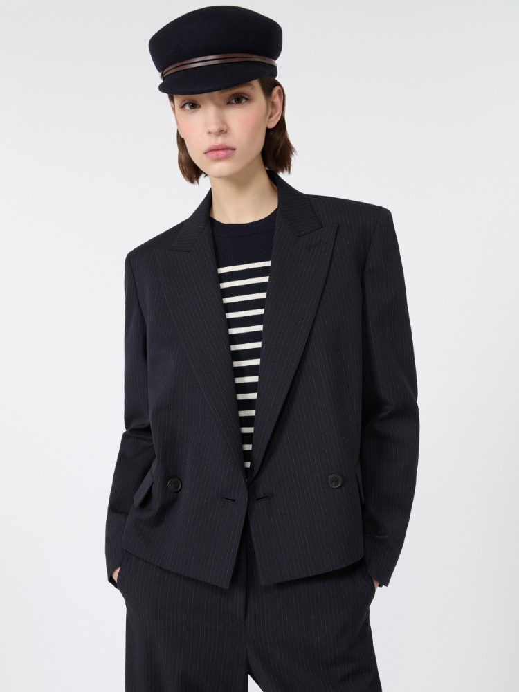 Blazer en gabardine de laine et coton - BLEU - Max Mara - 4