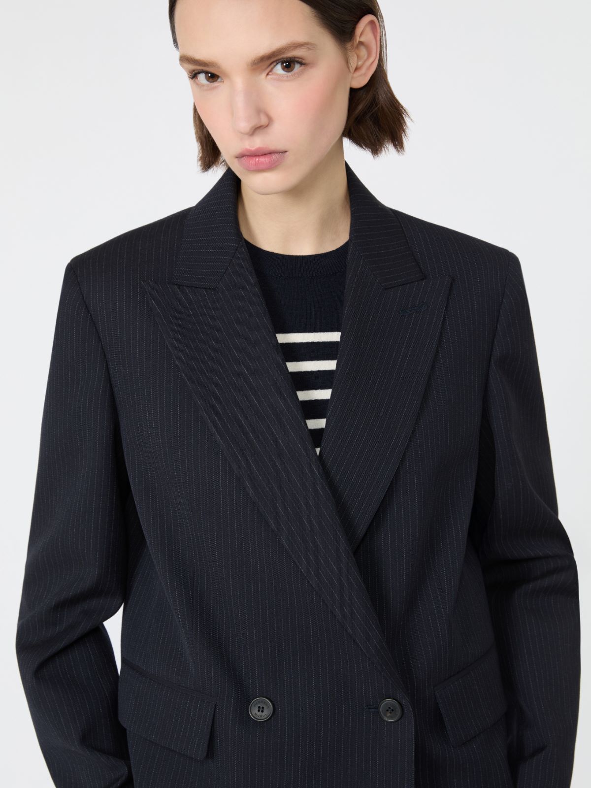 Blazer en gabardine de laine et coton - BLEU - Max Mara - 5