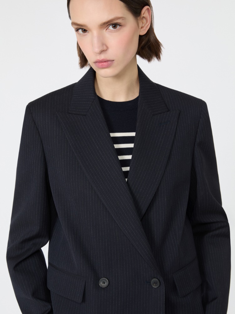 Blazer en gabardine de laine et coton - BLEU - Max Mara - 5