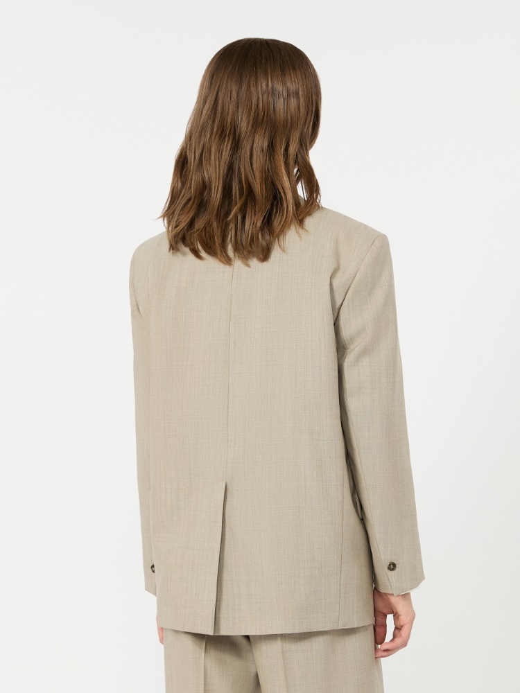 Oversized woollen cloth blazer - HAZELNUT BROWN - 3