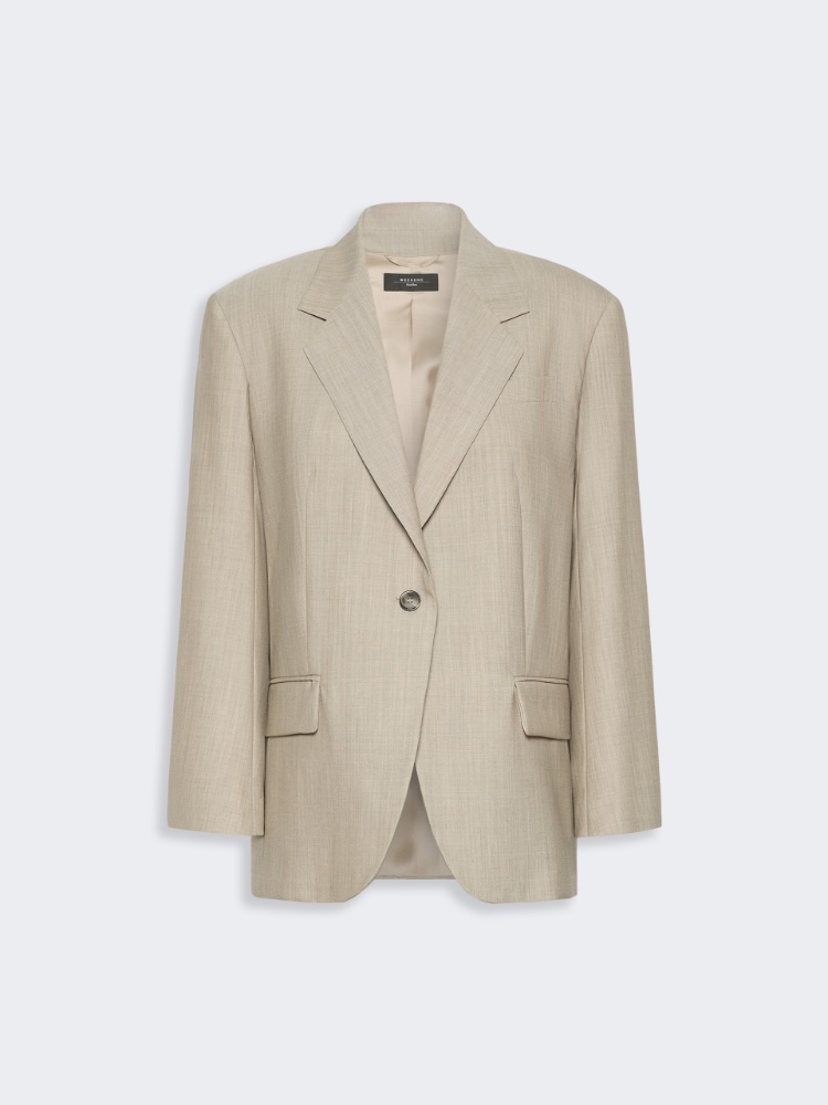 Oversized woollen cloth blazer - HAZELNUT BROWN