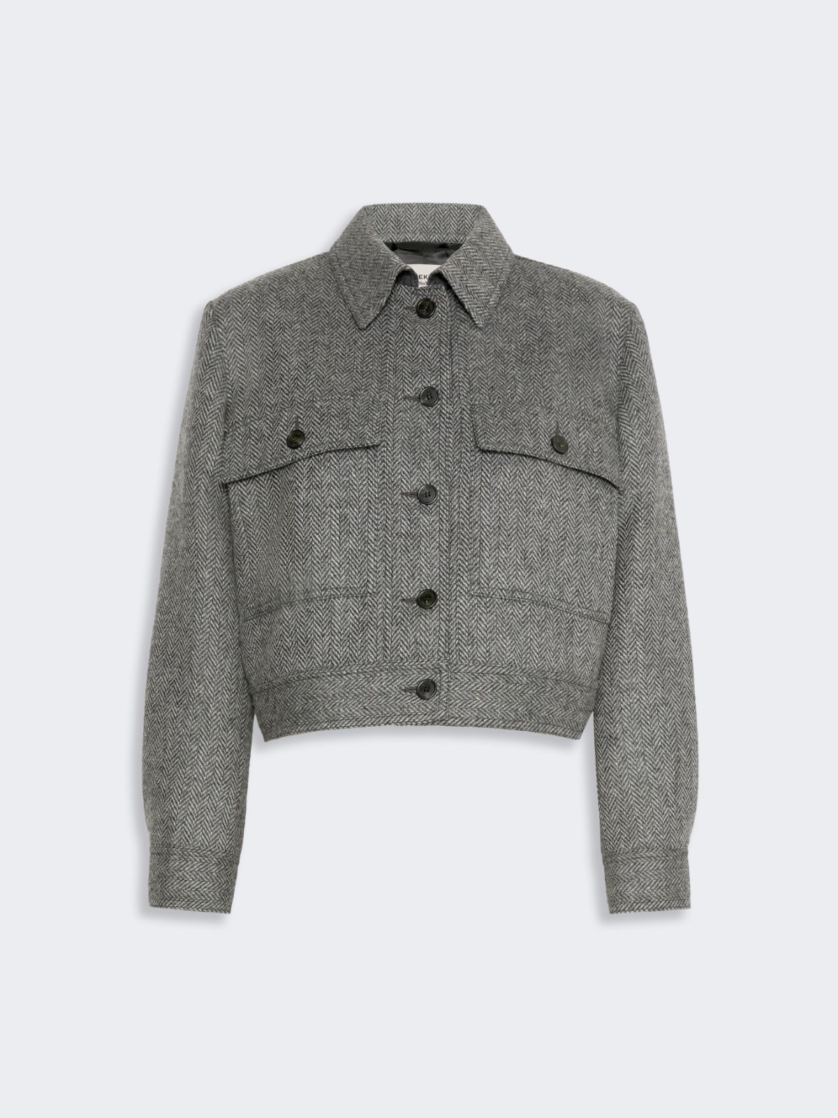 Żakiet o krótkim kroju, wykonany z mieszanki wełny - CIEMNOSZARY - Max Mara - 5
