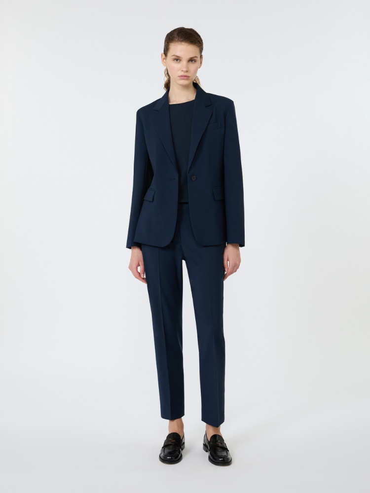 Single-breasted stretch wool blazer + NAVY - Max Mara