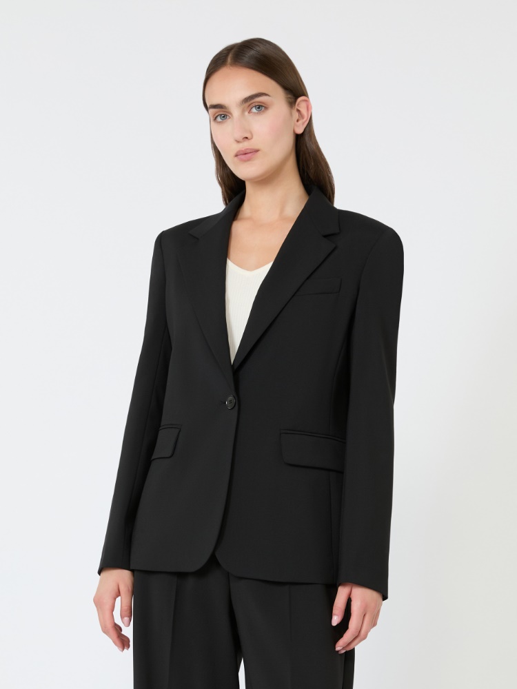 Einreihiger Blazer aus Wollstretch. - SCHWARZ - 2