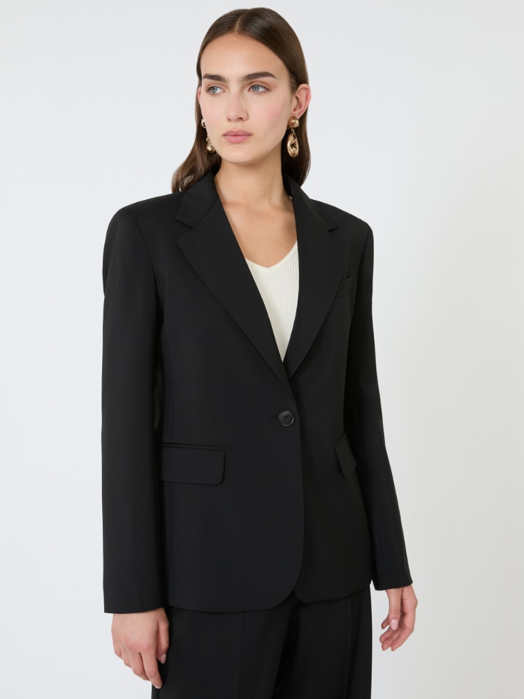 Einreihiger Blazer aus Wollstretch. - SCHWARZ - 4