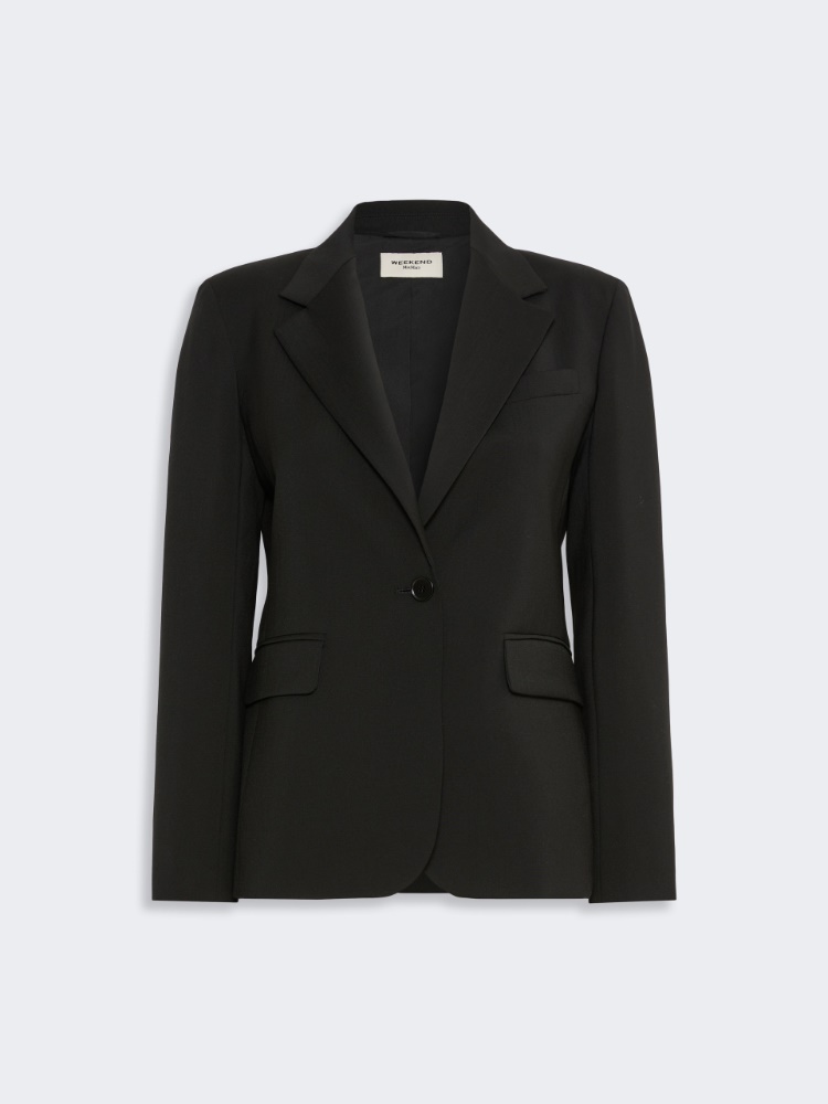 Einreihiger Blazer aus Wollstretch. - SCHWARZ