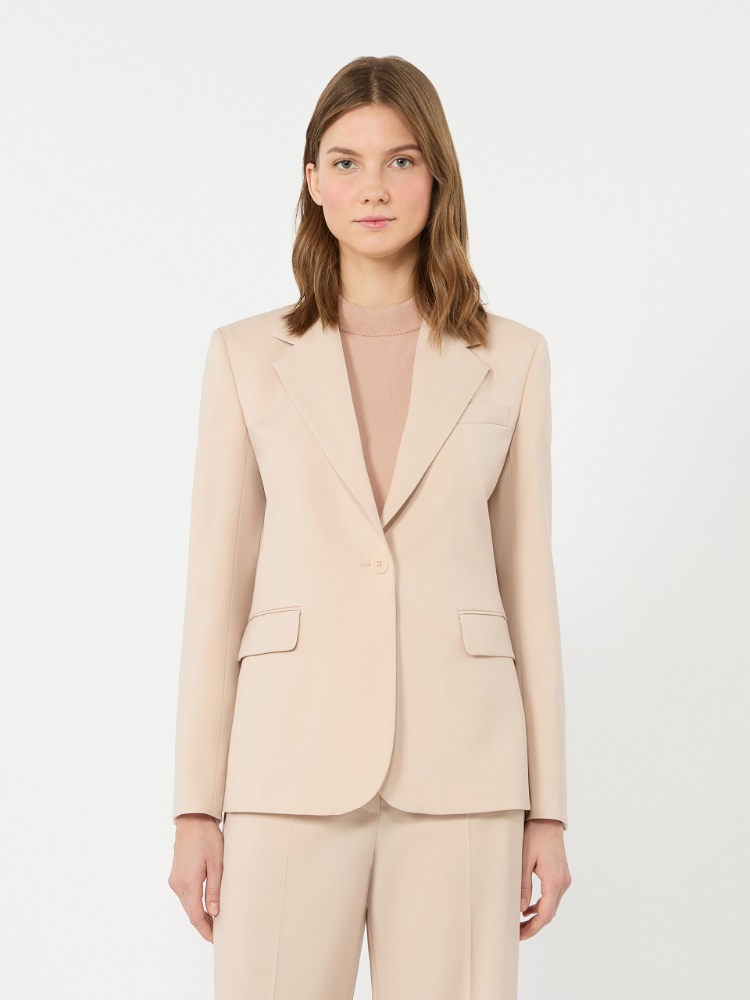 Single-breasted stretch wool blazer - POWDER - 2