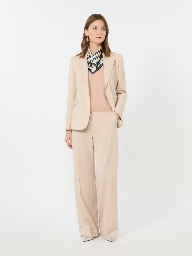 Single-breasted stretch wool blazer - POWDER