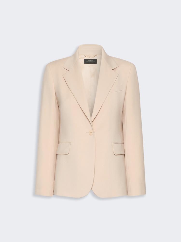 Single-breasted stretch wool blazer - POWDER