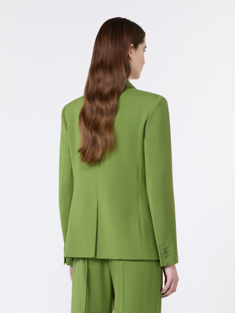 Blazer à simple boutonnage en laine stretch - VERT - 3