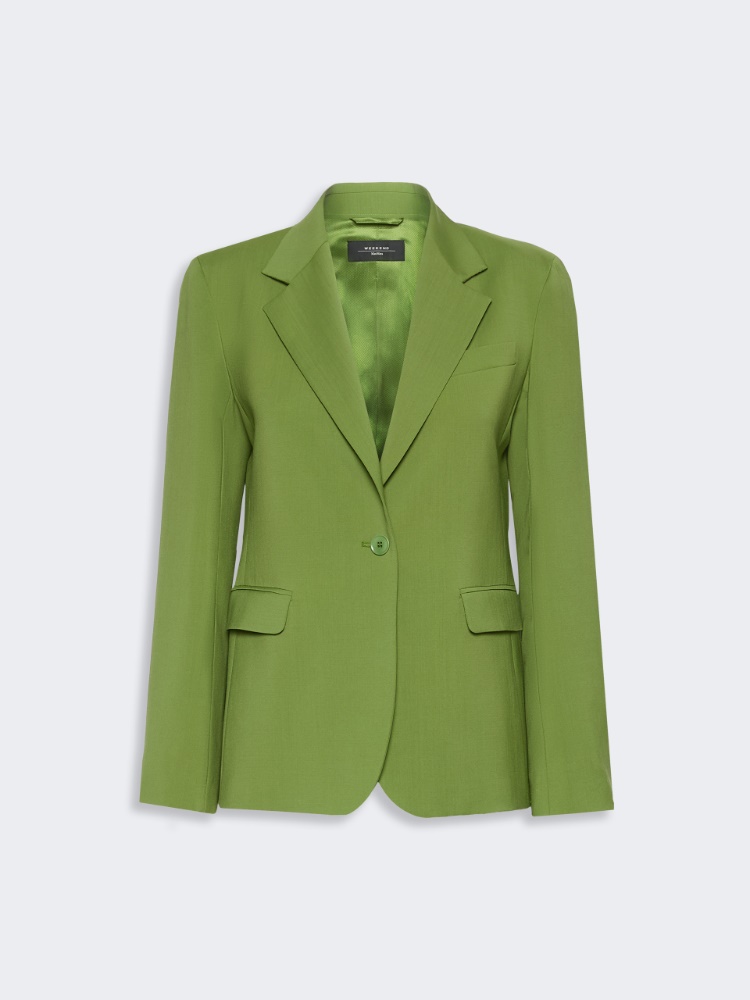 Blazer à simple boutonnage en laine stretch - VERT - 5