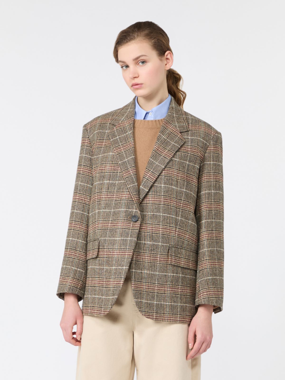 Prince of Wales check wool single-breasted blazer - CAMEL - Max Mara - 2