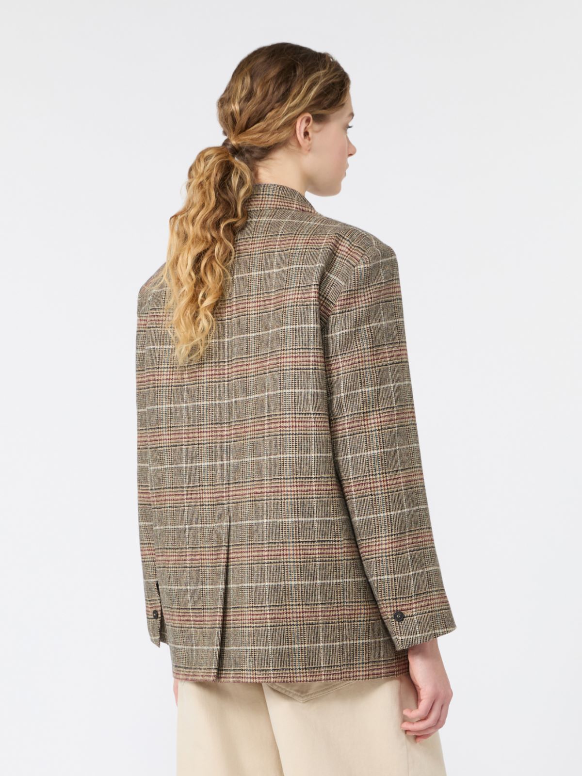 Prince of Wales check wool single-breasted blazer - CAMEL - Max Mara - 3