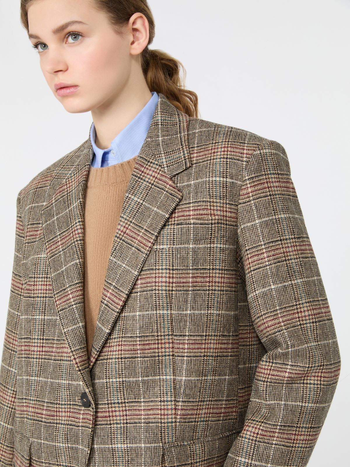 Prince of Wales check wool single-breasted blazer - CAMEL - Max Mara - 5