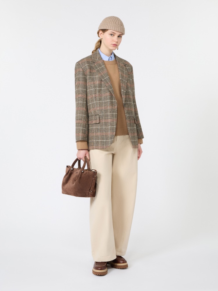 Prince of Wales check wool single-breasted blazer - CAMEL
