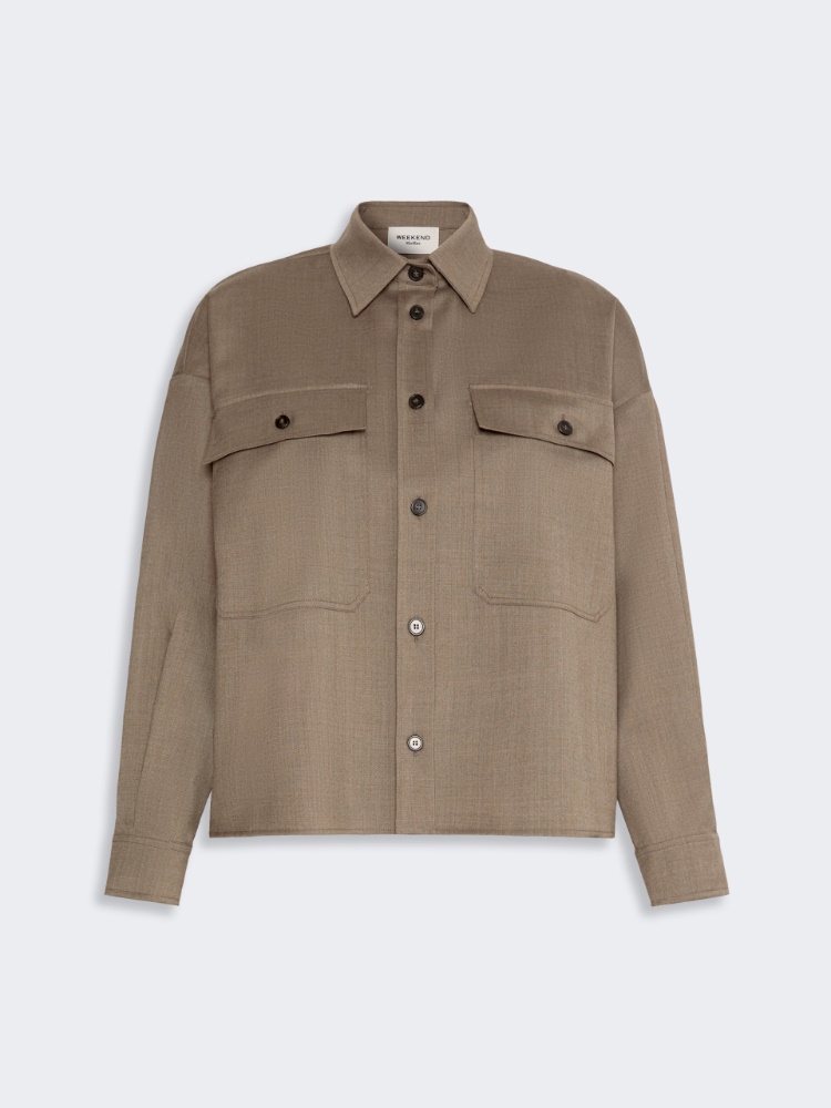 Stretch wool twill jacket - MARRON GLACE'