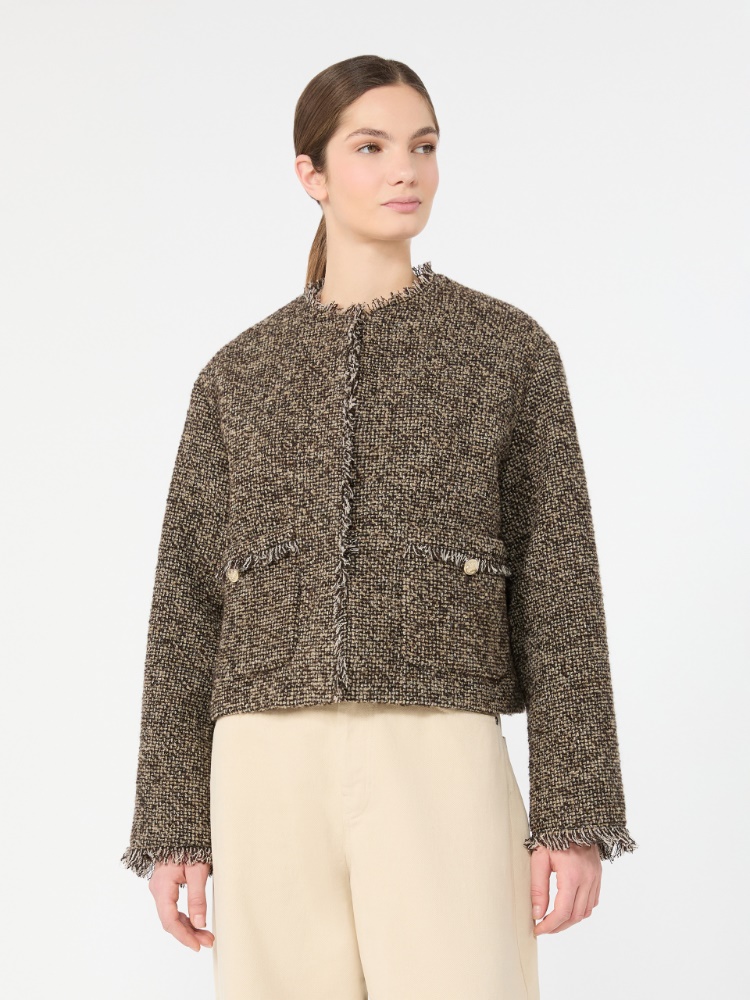 Wool blend bouclé boxy jacket - BROWN - Max Mara - 2