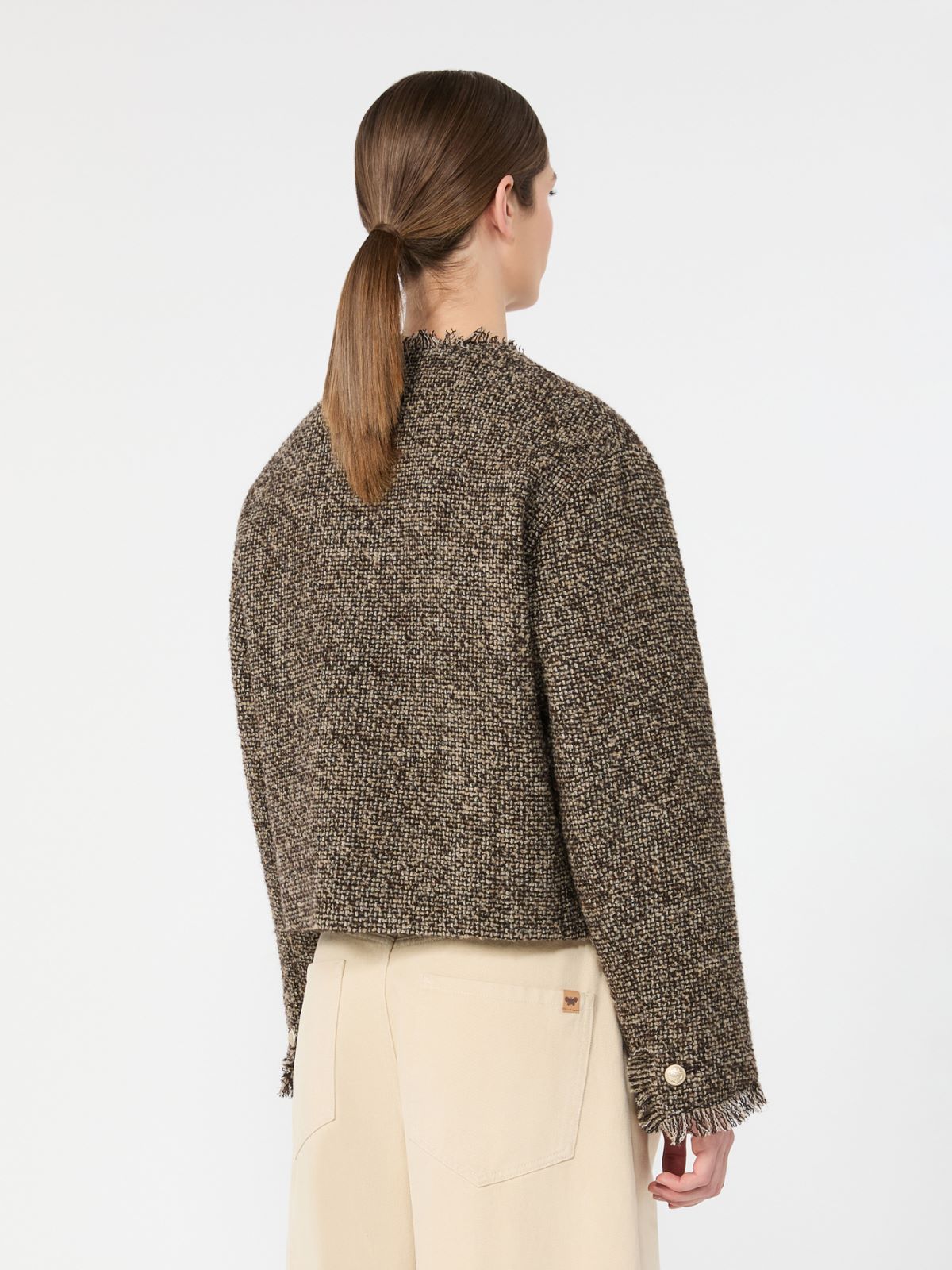 Wool blend bouclé boxy jacket - BROWN - Max Mara - 3