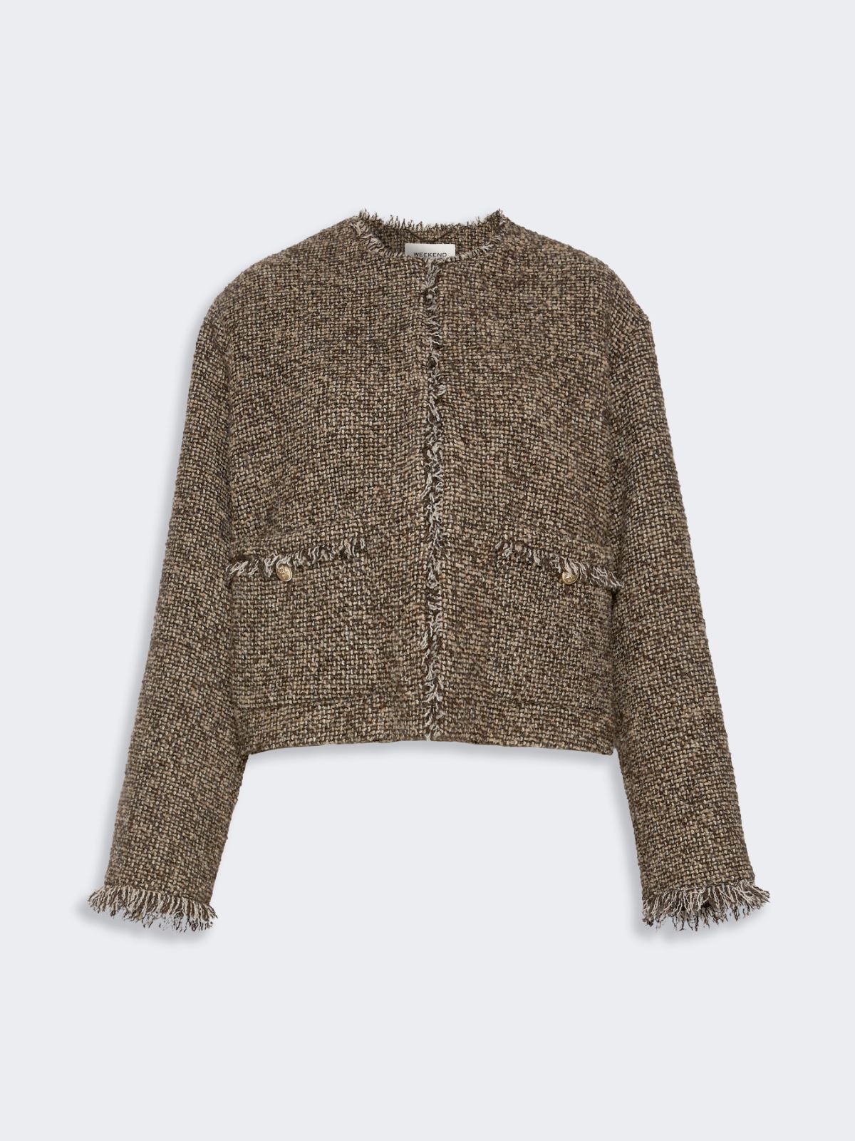 Wool blend bouclé boxy jacket - BROWN - Max Mara - 5