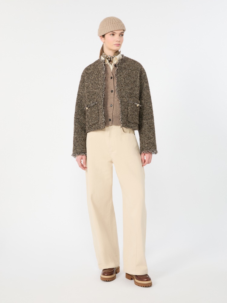 Wool blend bouclé boxy jacket - BROWN - Max Mara