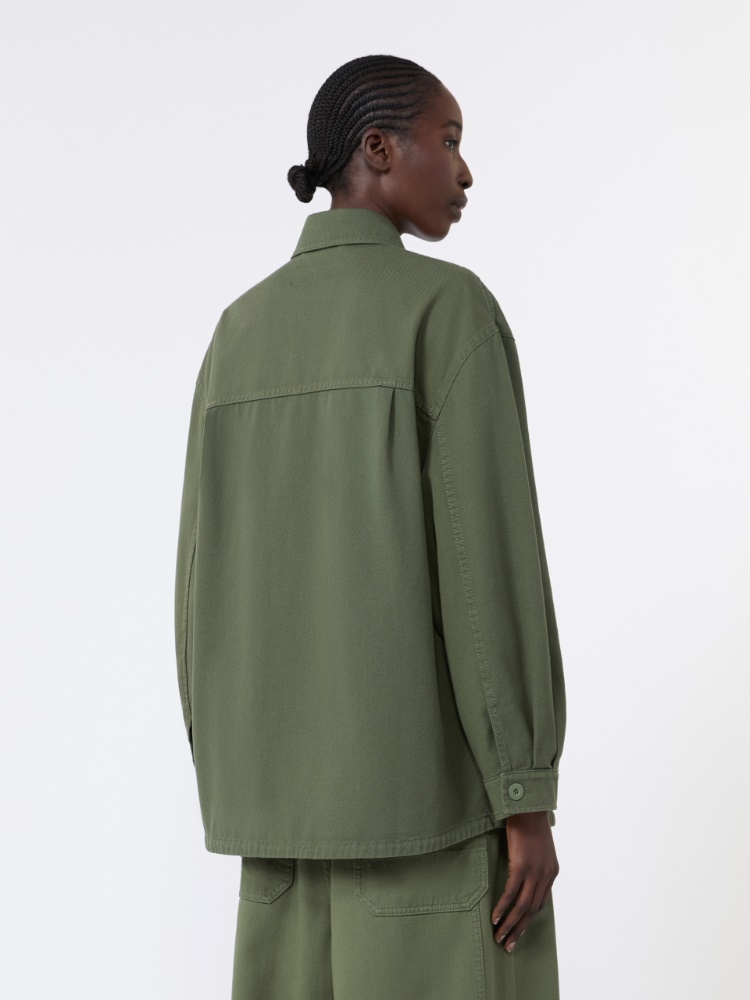 Embroidered cotton canvas jacket - KAKI - 3
