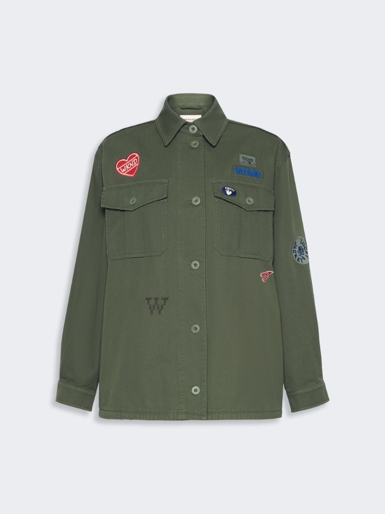 Embroidered cotton canvas jacket - KAKI - 6